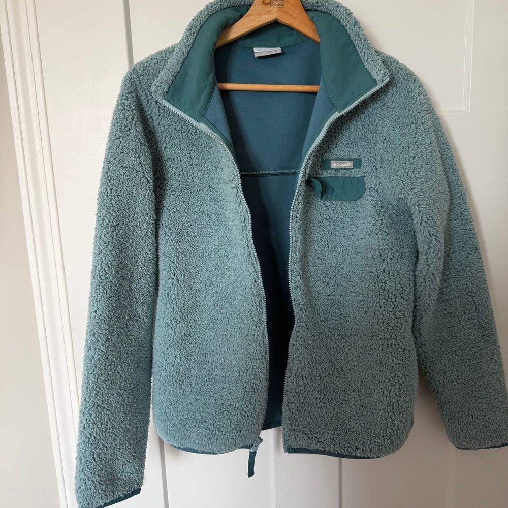 Columbia Teal Women’s Sherpa Zip Up Jacket Medium EUC
